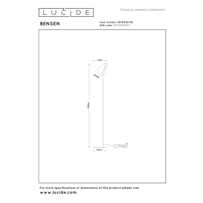 BENSEN - Lampa podłogowa - 1xE14 - Grey 05753/81/36 Lucide